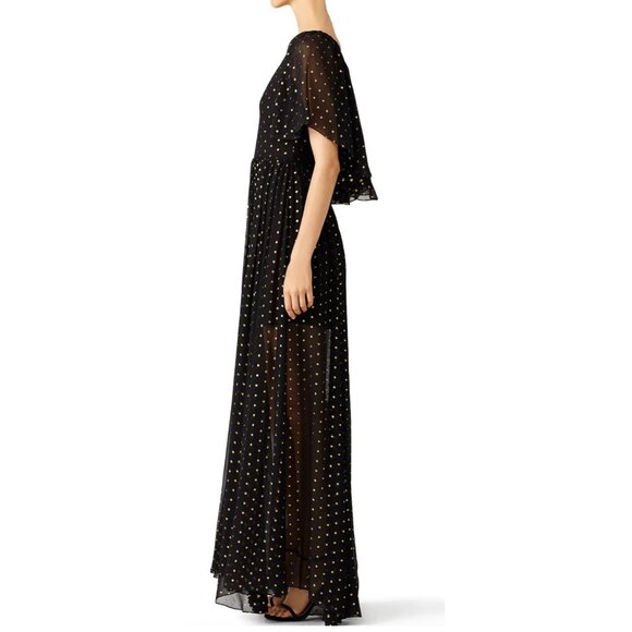 Rebecca Minkoff Gown Womens 10 Silk Gold Dot Ethereal Black Quiet Luxury NY Eve - Picture 3 of 11